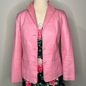 Terry Lewis Classic Luxuries 100% Genuine Leather jacket xs pink women’s lined